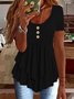 Women Plain Crew Neck Casual Short Sleeve T-shirt