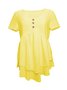 Women Plain Crew Neck Casual Short Sleeve T-shirt