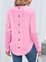 Women Plain Crew Neck Casual Long Sleeve T-shirt