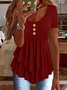 Women Plain Crew Neck Casual Short Sleeve T-shirt