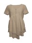 Women Plain Crew Neck Casual Short Sleeve T-shirt