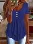 Women Plain Crew Neck Casual Short Sleeve T-shirt