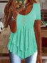 Women Plain Crew Neck Casual Short Sleeve T-shirt