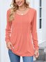 Women Plain Crew Neck Casual Long Sleeve T-shirt