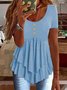 Women Plain Crew Neck Casual Short Sleeve T-shirt