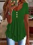 Women Plain Crew Neck Casual Short Sleeve T-shirt