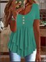 Women Plain Crew Neck Casual Short Sleeve T-shirt