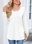 Women Plain Crew Neck Casual Long Sleeve T-shirt