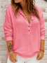 Women's Long Sleeve Shirt Spring/Fall Yellow Plain Split Joint Stand Collar Daily Going Out Casual Top