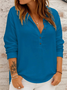 Women's Long Sleeve Shirt Spring/Fall Yellow Plain Split Joint Stand Collar Daily Going Out Casual Top