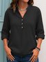 Plain Casual V Neck Shirt