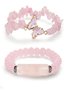 New Natural Stone 8mm Amethyst Rose Quartz Crushed Stone Butterfly Two-piece Bracelet