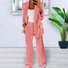 Women's Buckle Plain Daily Going Out Two-Piece Set Blue Casual Spring/Fall Coat With Pants Matching Set