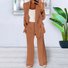 Women's Buckle Plain Daily Going Out Two-Piece Set Blue Casual Spring/Fall Coat With Pants Matching Set