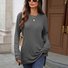 Women Plain Crew Neck Casual Long Sleeve T-shirt