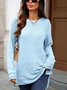 Women Plain Crew Neck Casual Long Sleeve T-shirt