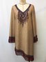 Vacation Ethnic Tassel V Neck Mini Dress