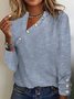 Urban Striped Buttoned Asymmetrical Blouse