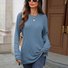 Women Plain Crew Neck Casual Long Sleeve T-shirt