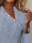 Urban Striped Buttoned Asymmetrical Blouse