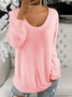 Women Plain Crew Neck Casual Long Sleeve T-shirt