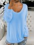 Women Plain Crew Neck Casual Long Sleeve T-shirt