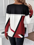 Women Abstract Crew Neck Casual Long Sleeve T-shirt