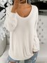 Women Plain Crew Neck Casual Long Sleeve T-shirt
