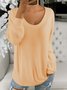 Women Plain Crew Neck Casual Long Sleeve T-shirt