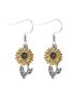 Retro Simple Sunflower Earrings Pendant Women Fashion Popular Bohemian Plant Flower Earrings