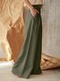 Women's  Elastic Waist H-Line Wide Leg Pants Daily Going Out Pants Khaki Casual Split Joint Plain Spring/Fall Pants
