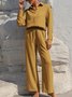Women's Split Joint Plain Daily Going Out Two-Piece Set Apricot Casual Spring/Fall Top With Pants Matching Set