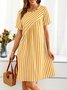 Crew Neck Regular Fit Casual Striped Dress With No