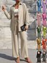 Women's Split Joint Plain Daily Going Out Two-Piece Set Apricot Casual Spring/Fall Top With Pants Matching Set