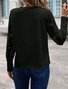 Solid color long sleeve embroidered lace patchwork waffle round neck top