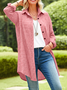Women's Long Sleeve Shirt Spring/Fall Green Striped Split Joint Polyester Cotton Stand Collar Daily Going Out Casual Top