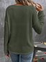 Women Plain V Neck Vintage Long Sleeve T-shirt