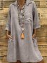 Casual Plain Shirt Collar Dress