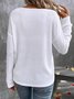 Women Plain V Neck Vintage Long Sleeve T-shirt