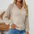Women Plain V Neck Casual Long Sleeve T-shirt