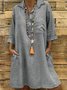 Casual Plain Shirt Collar Dress