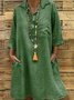Casual Plain Shirt Collar Dress
