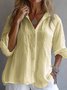 Casual Plain Shirt Collar Shirt