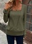 Women Plain Crew Neck Vintage Long Sleeve T-shirt
