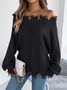 One Shoulder Plain Casual Sweater