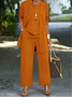 Women's Split Joint Plain Commuting Going Out Matching Outfit Caramel Casual Spring/Fall Multi-Piece Set Elastic Band Matching Set