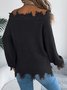 One Shoulder Plain Casual Sweater