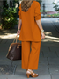 Women's Split Joint Plain Commuting Going Out Matching Outfit Caramel Casual Spring/Fall Multi-Piece Set Elastic Band Matching Set