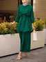 Women's Split Joint Plain Daily Going Out Two-Piece Set Khaki Casual Spring/Fall Top With Pants Matching Set