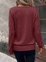 Women Plain Crew Neck Vintage Long Sleeve T-shirt